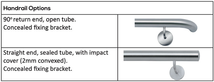 Interspec Stainless Steel Balustrade Handrail Options